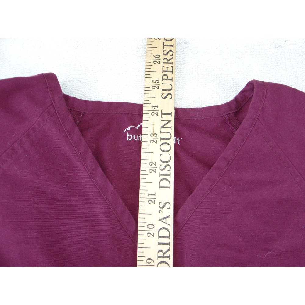 Butter-Soft‎ Womens Scrub Set Burgundy V-Neck Top Elastic Waist Pants Size Small - Picture 11 of 16